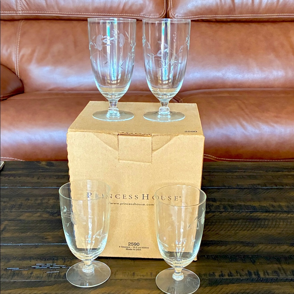Princess House Clear Etched Glass Set